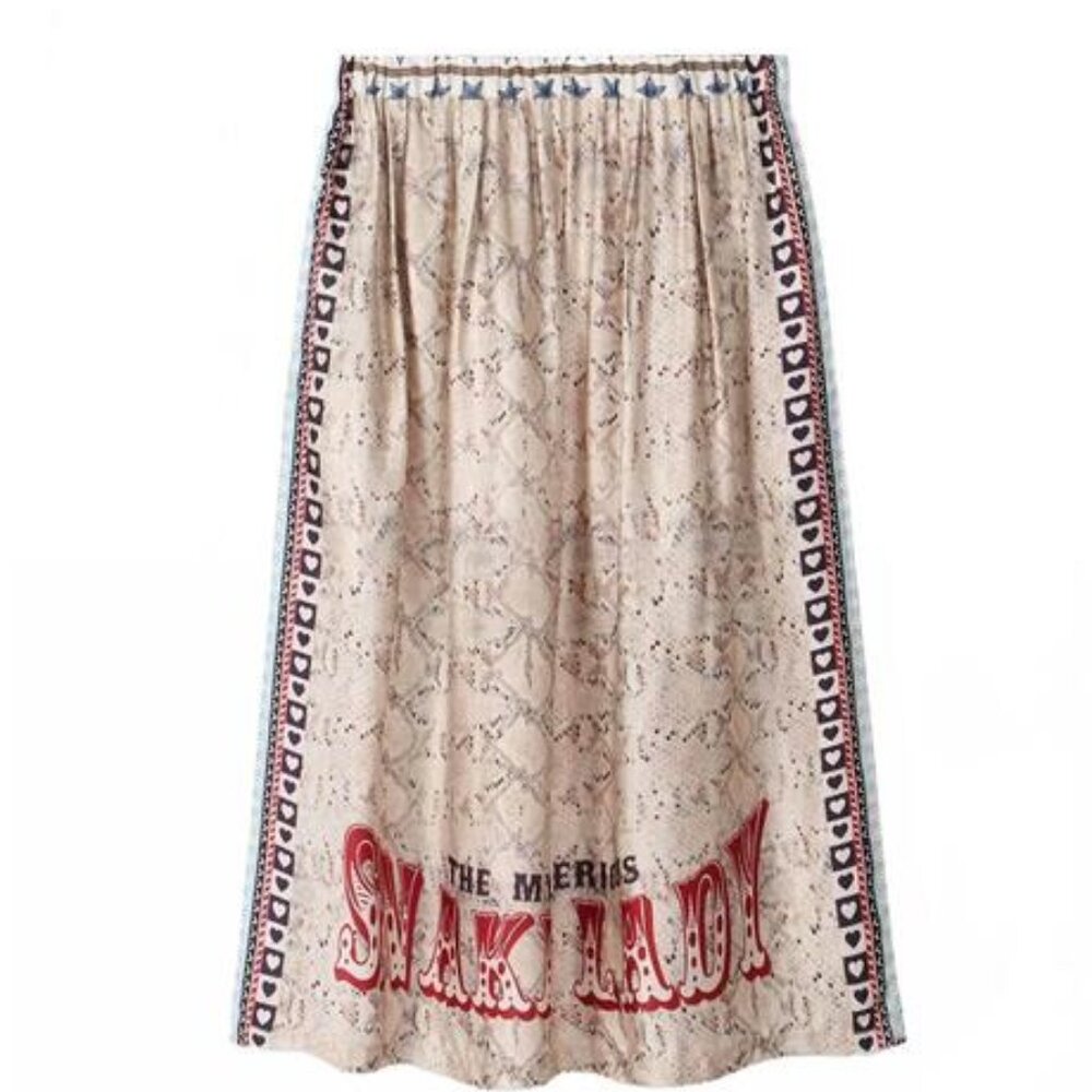 Me369 Hailey Snake Print Midi Skirt Graphic Statement Skirt NWT Size - XS/S